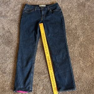 Classic Dark Blue fleece lines Straight Leg Jeans